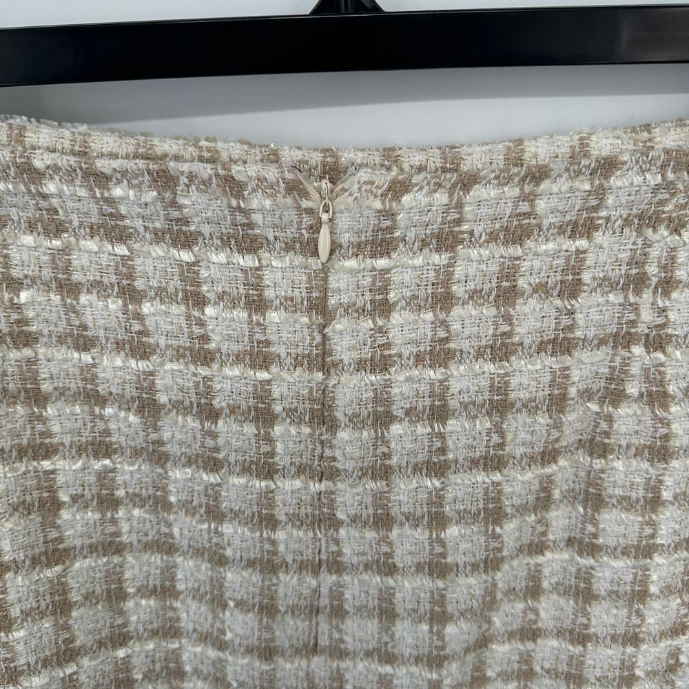 LULUS NWT Preppy Reputation Ivory Plaid Tweed Faux-Wrap Mini Skirt // XL - Picture 9 of 13